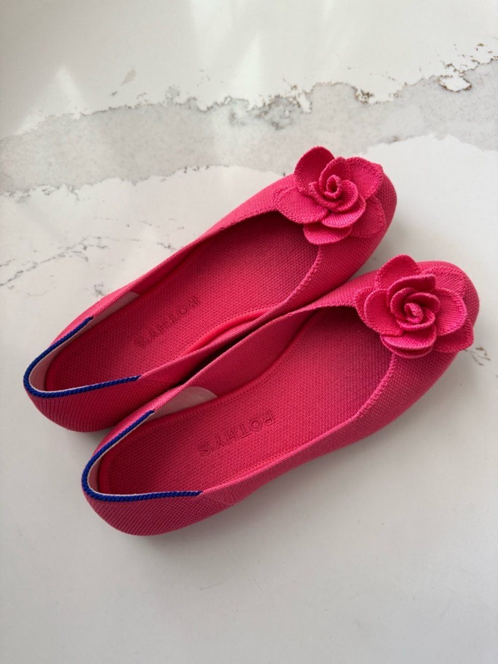 Rothy's The Petal Square Toe Ballet Flat Soirée Pink Size 7 Barbiecore Girlie - Picture 2 of 13